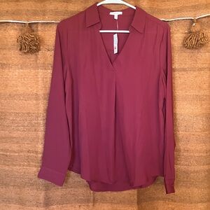 Maurices Burgundy V-Neck Blouse